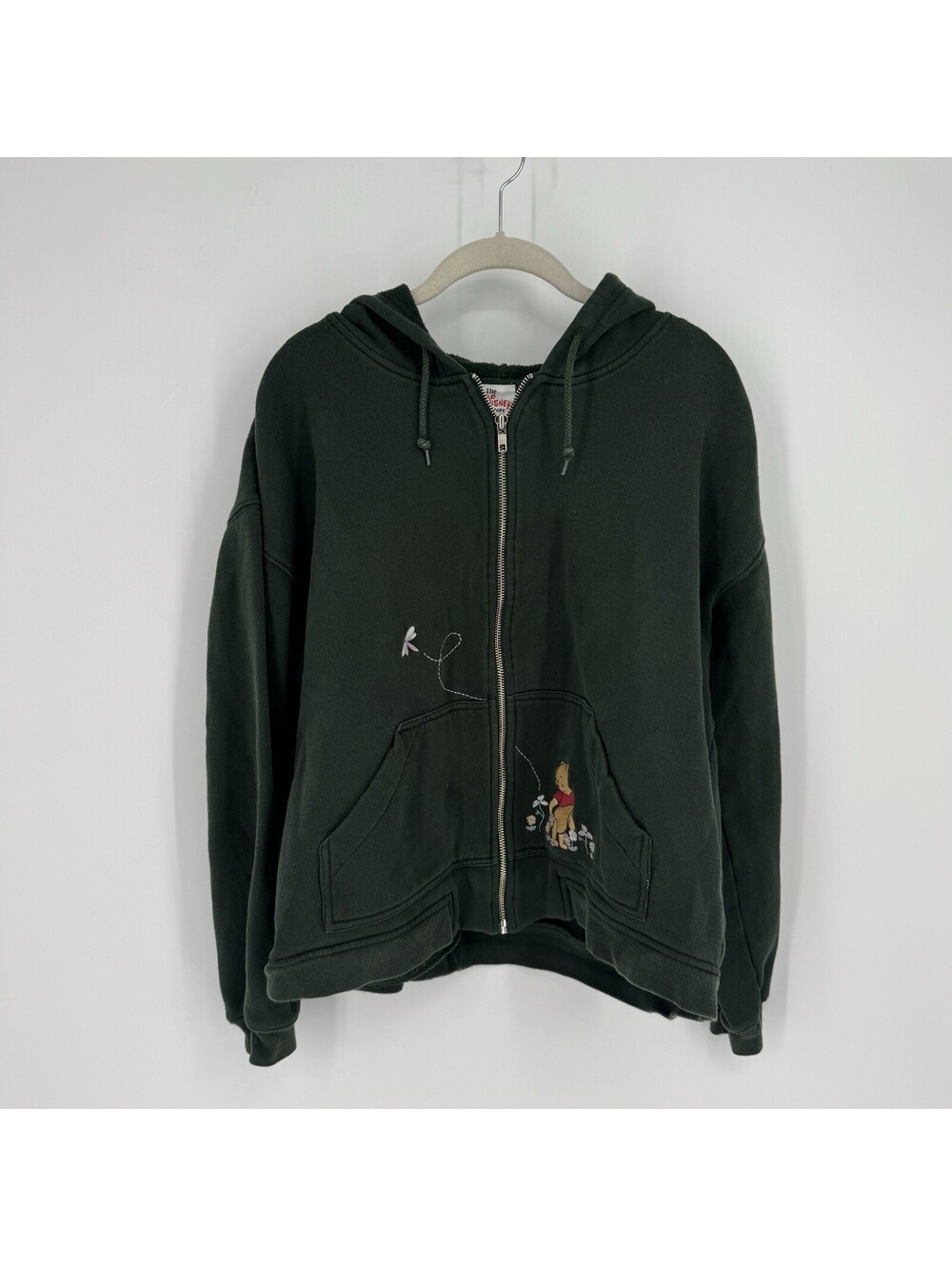 Vintage Disney Store sweatshirt womens XL green fleece winnie the pooh full zip